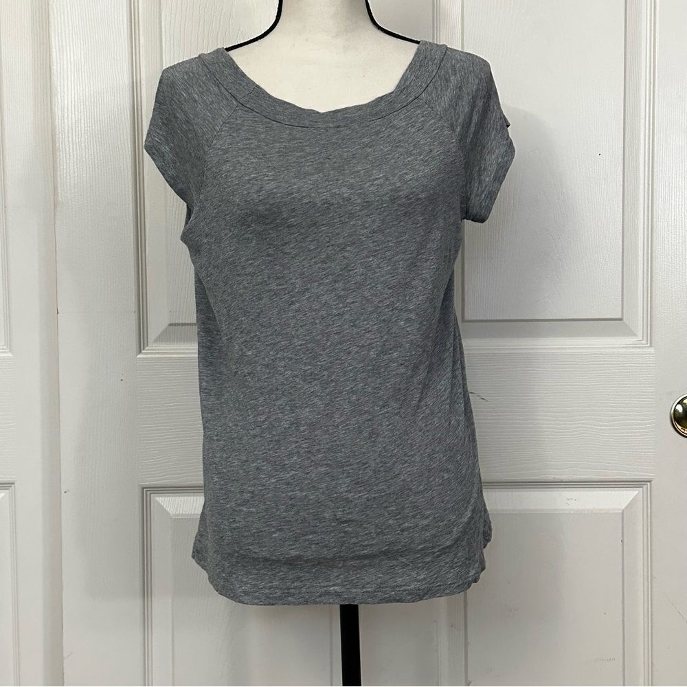 Splendid Cap Sleeve Scoop Neck T-Shirt, Heathered Gray, Large